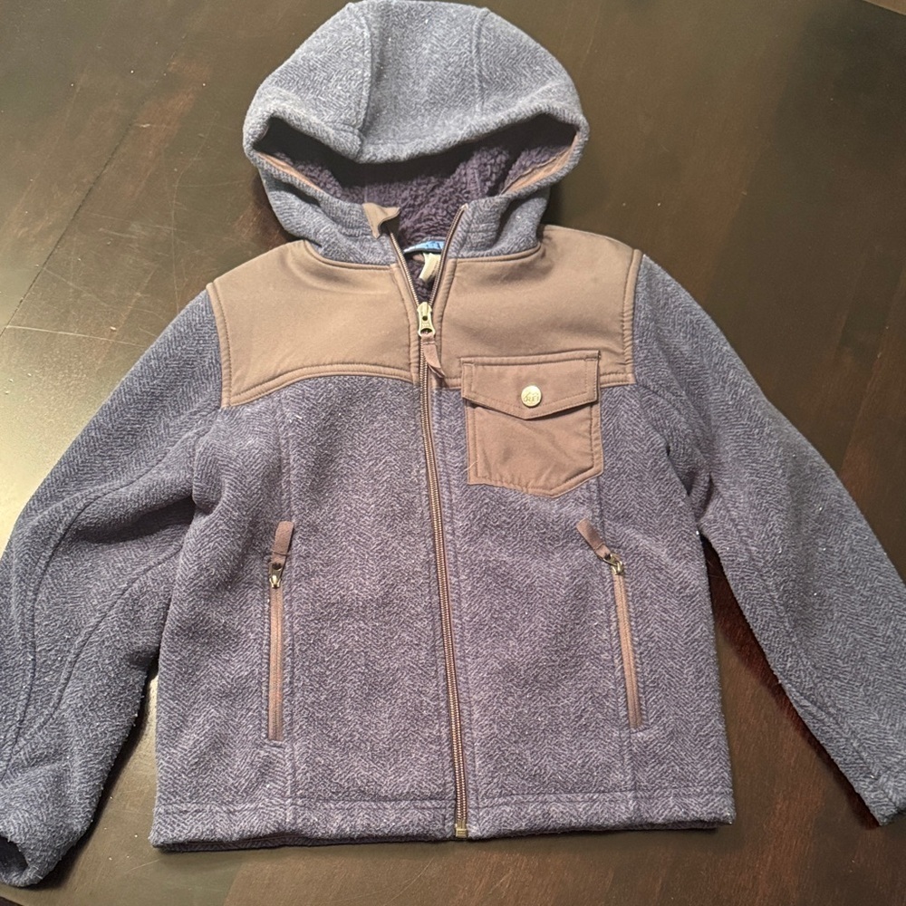 REI Kids Hoodie in Heathered Purple and Taupe